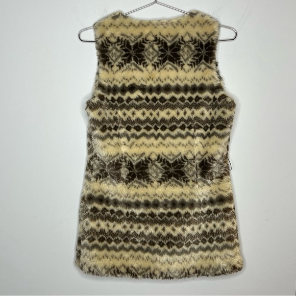ZARA TRF Collection Fairisle Faux Fur Vest Cozy Lined - Picture 2 of 6